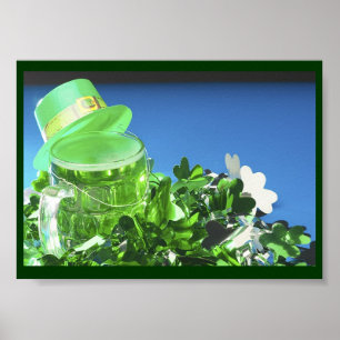 Poster Chapéu alto verde & cerveja verde -