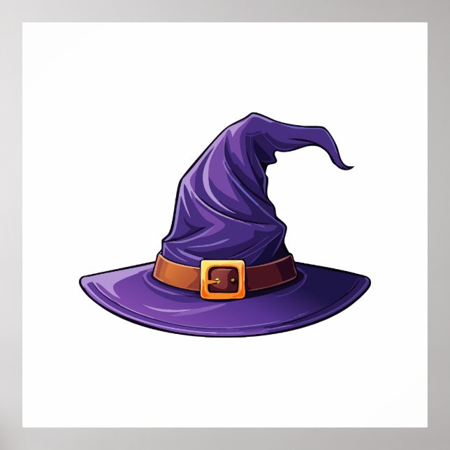 Poster chapéu de bruxa roxo de Halloween (Frente)