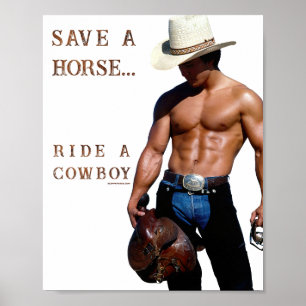 Poster Chapéu de cowboy de palha save horse SlipperyJoe's