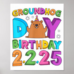Poster Chapéu de festa de aniversário do Dia da Marmota R
