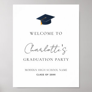 Poster Chapéu de Gradução Minimalista Moderno da Turma de