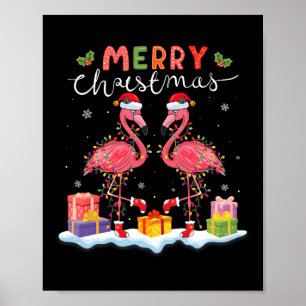 Poster Chapeu de Natal Alegre Papai Noel Flamingo Luz Nat