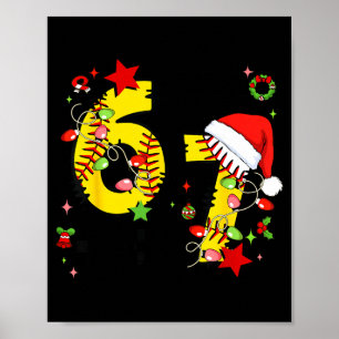 Poster Chapéu de Natal de Santa de Softbol 67 Xadrez Nata