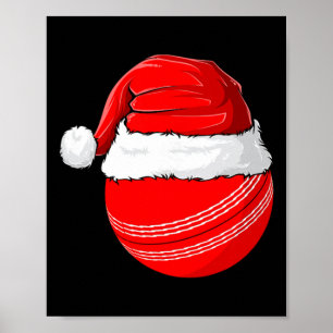 Poster Chapéu de Natal do Papai Noel de Natal Críquete 