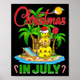 Poster Chapéu de Natal Engraçado de Pickleball Havaiano n