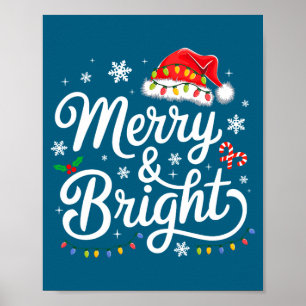 Poster Chapéu de Natal Vermelho Alegre e Brilhante Luzes 