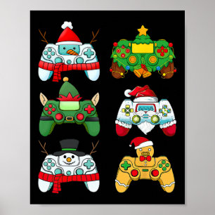 Poster Chapéu de Papai Noel de Controle de Videogame Game