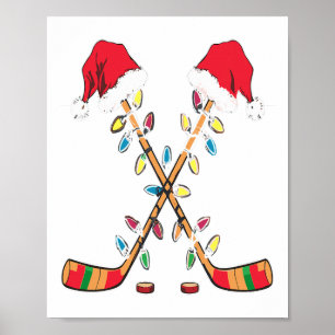 Poster Chapéu de Papai Noel de Hockey Luzes de Natal Espo