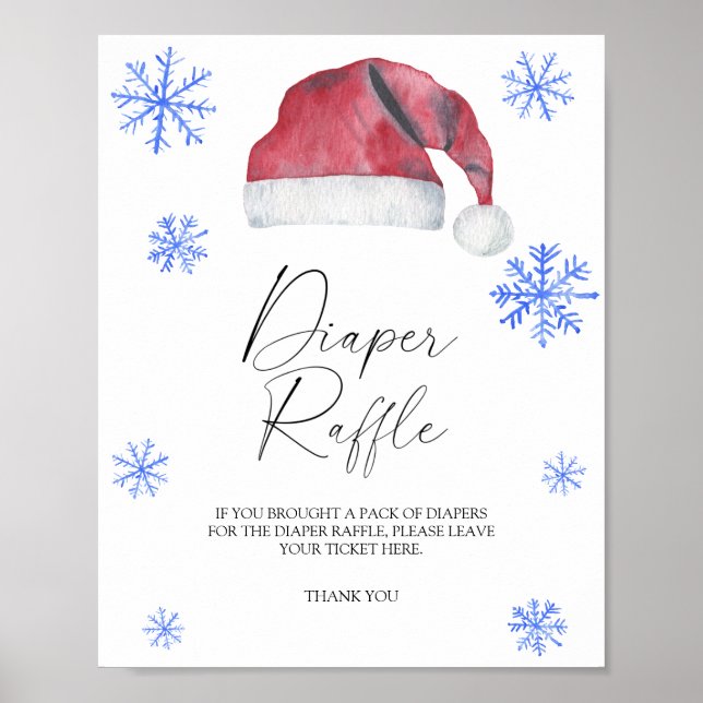 Poster Chapéu de Papai Noel de Natal - rifa de fraldas (Frente)