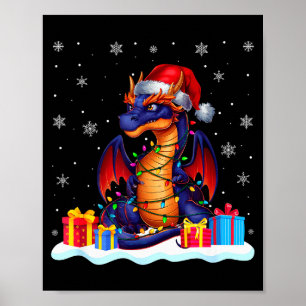 Poster Chapéu de Papai Noel Dragão Luz da Árvore de Natal