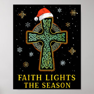 Poster Chapéu de Papai Noel Fé Cristã Cruz Celta Irlandes