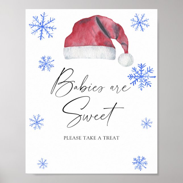 Poster Chapéu de Papai Noel - os bebês são doces (Frente)