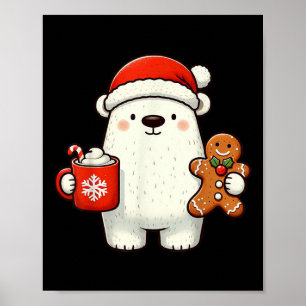 Poster Chapéu de Papai Noel Urso Polar Natal Festa Xmas C