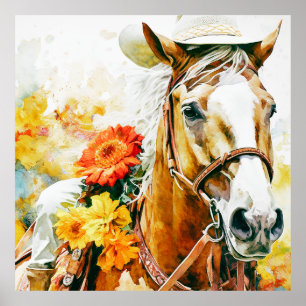 Poster chapéu de vintage vestindo cowgirl