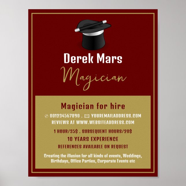 Poster Chapéu e varinha mágico, propaganda mágica (Frente)