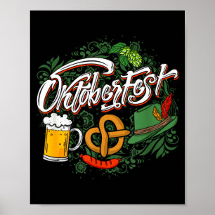 Poster Chapéu engraçado de cerveja pretzel e edelweiss