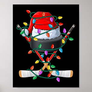 Poster Chapéu Esportivo de Hockey de Natal Xmas Papai Noe