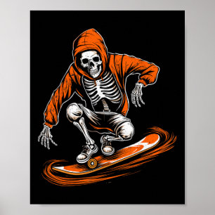 Poster Chapéu Laranja Com Costum De Skateboard