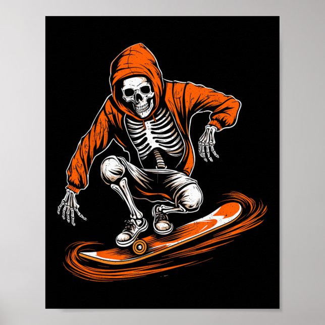 Poster Chapéu Laranja Com Costum De Skateboard (Frente)