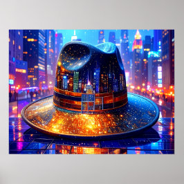 Poster Chapéu Legal da Cidade de Nova York em uma Paisage