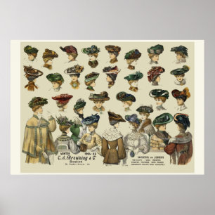 Poster Chapéus das mulheres Boston 1905