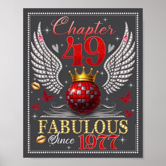 Poster Chapter 49 Fabulous Est. 1977 Disco Ball 49th Birt (Frente)