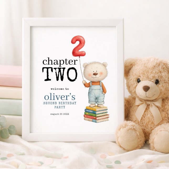 Poster Chapter Two Teddy Bear Books 2nd Birthday welcome  (Criador carregado)