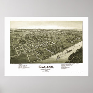 Pôster Charleroi, mapa panorâmico do PA - 1897