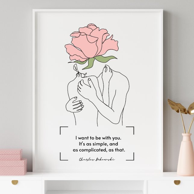 Poster Charles Bukowski rosa Rose Line Art Love Cotes (Criador carregado)