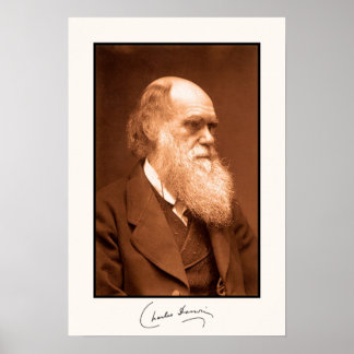 Pôster Charles Darwin, autografado