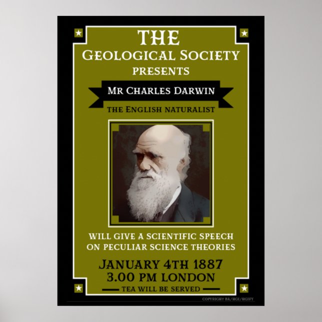 Poster Charles Darwin Vintage Repro Retro Wall Art (Frente)