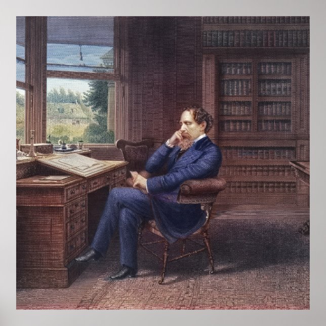 Poster Charles Dickens em seu estudo (Frente)