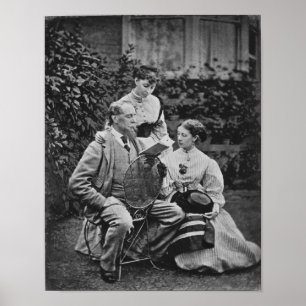 Poster Charles Dickens with two of his daughters