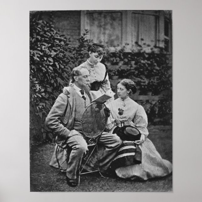Poster Charles Dickens with two of his daughters (Frente)