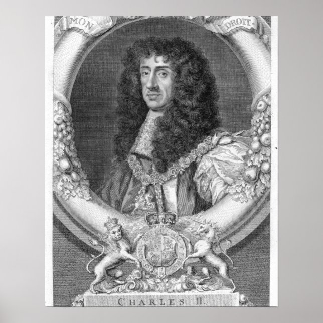 Pôster Charles II (1630-85) Rei da Grã-Bretanha Excelente (Frente)