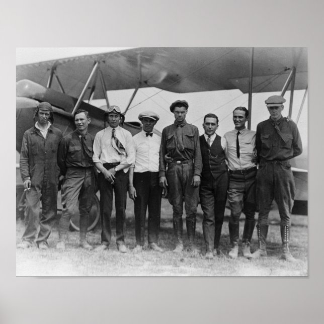 Poster Charles Lindbergh com 7 homens, incluindo (Frente)