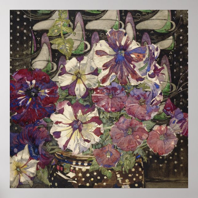 Poster Charles Rennie Mackintosh - Petunias (Frente)