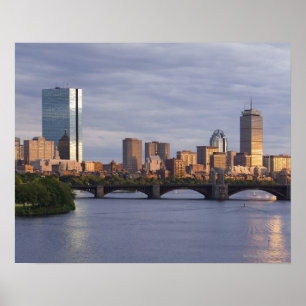 Poster Charles River e a ponte de Longfellow