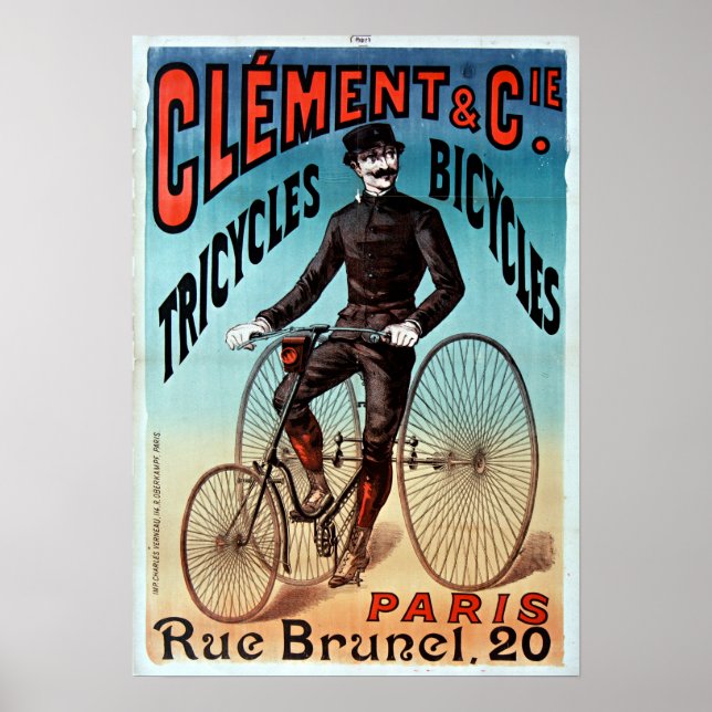 Poster Charles Verneau Clement e Co. Triciclos Bicicletas (Frente)