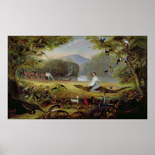 Poster Charles Waterton capturando um cayman, 1825-26 (Frente)