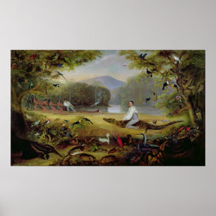 Poster Charles Waterton que captura um caimão, 1825-26
