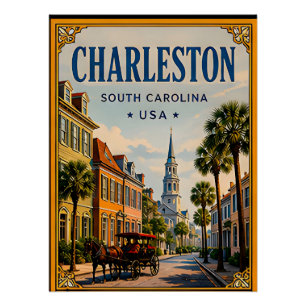 Pôster 🏛️ Charleston Carolina do Sul Histórico Retro