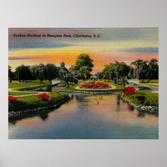 Pôster Charleston, Carolina do Sul, Vintage (Frente)