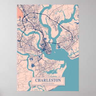 Poster Charleston - Estados Unidos Breezy City Map