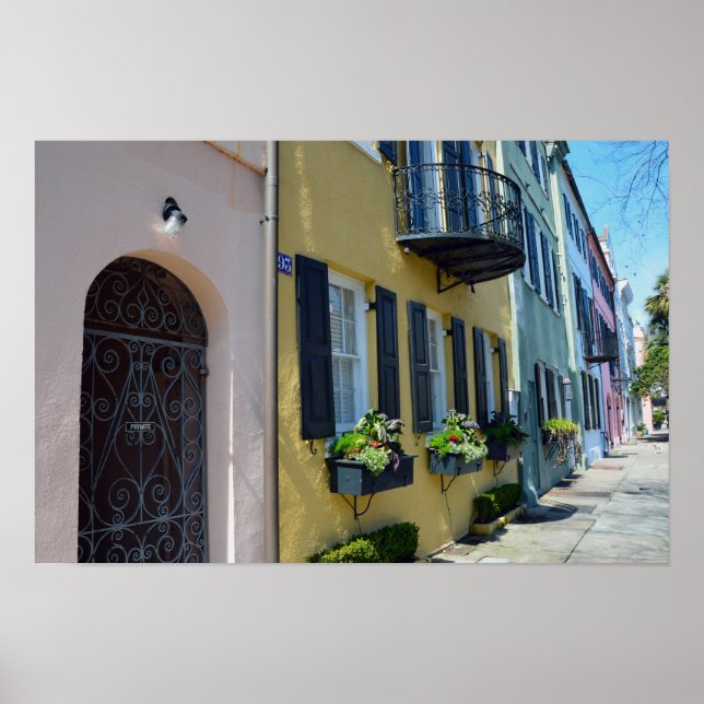 Pôster Charleston Rainbow Row (Frente)