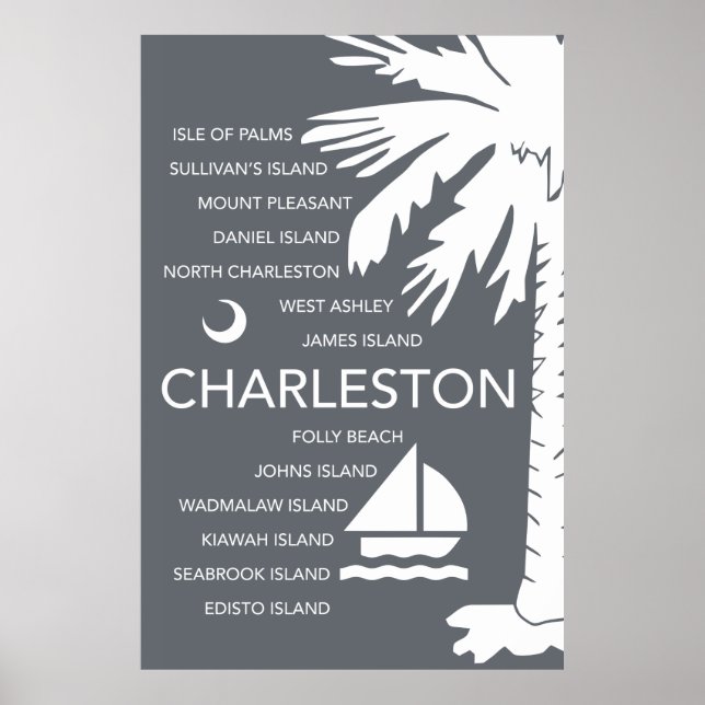 Pôster Charleston SC Towers - Carvão (Frente)