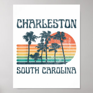 Poster Charleston South Carolina Beach Summer Vacation Vi