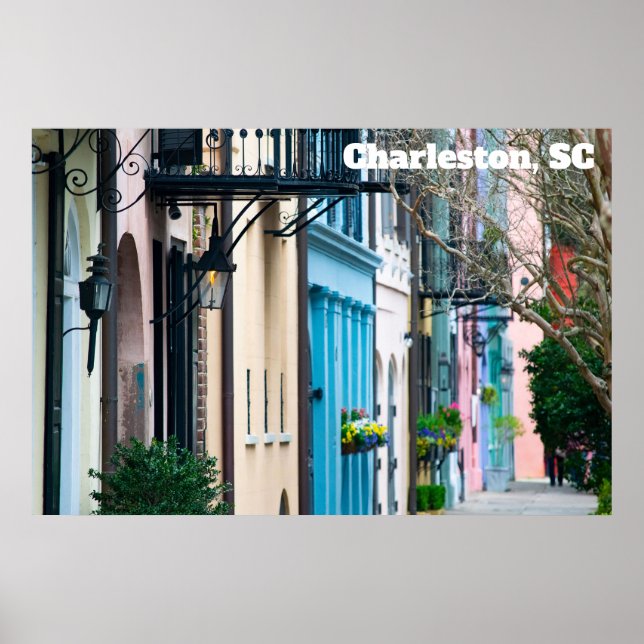 Poster Charleston South Carolina Rainbow Row Houses (Frente)
