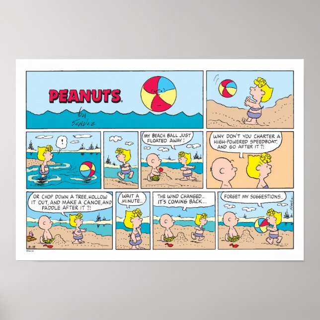 Poster Charlie Brown & Sally Na Praia (Frente)