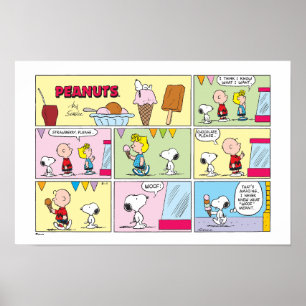 Poster Charlie Brown, Snoopy & Sally Sorvete